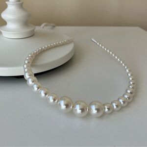 Headband White Faux Pearl